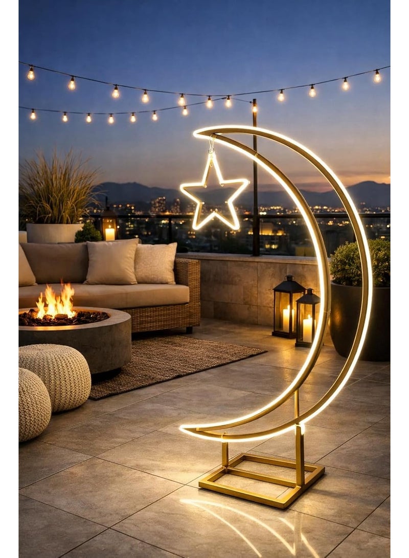 HOME TASTE Moon & Star LED Floor Lamp – Warm White Light, Ramadan & Eid Islamic Home Décor, 3 Sizes - Image 1